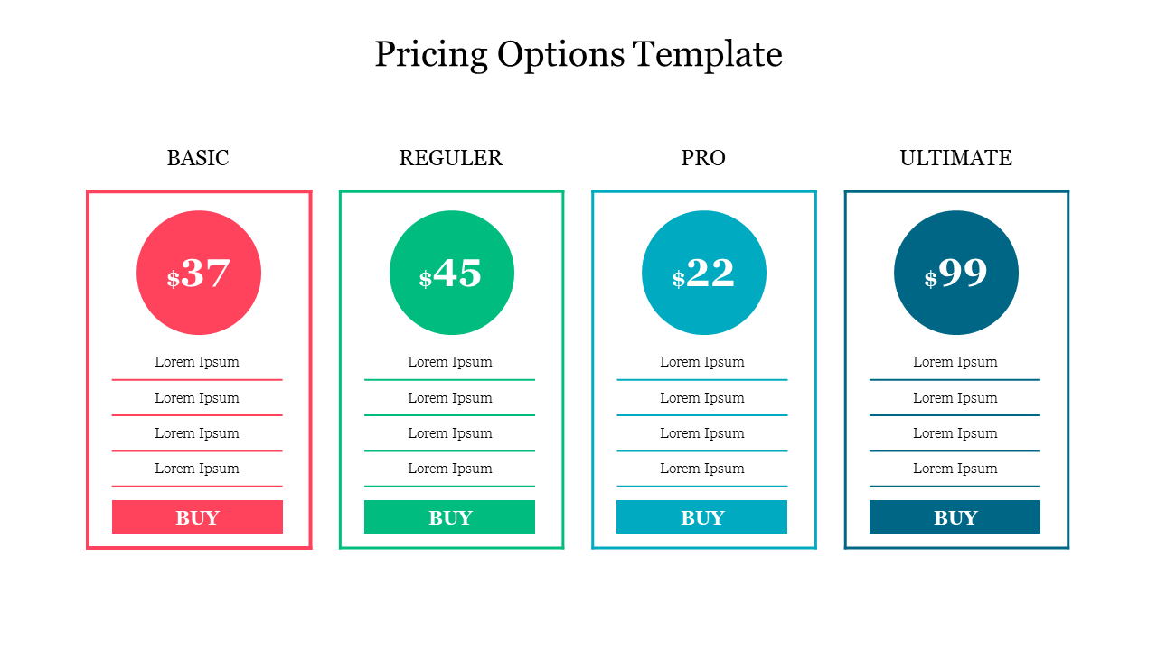 Pricing Options Template PPT Presentation and Google Slides